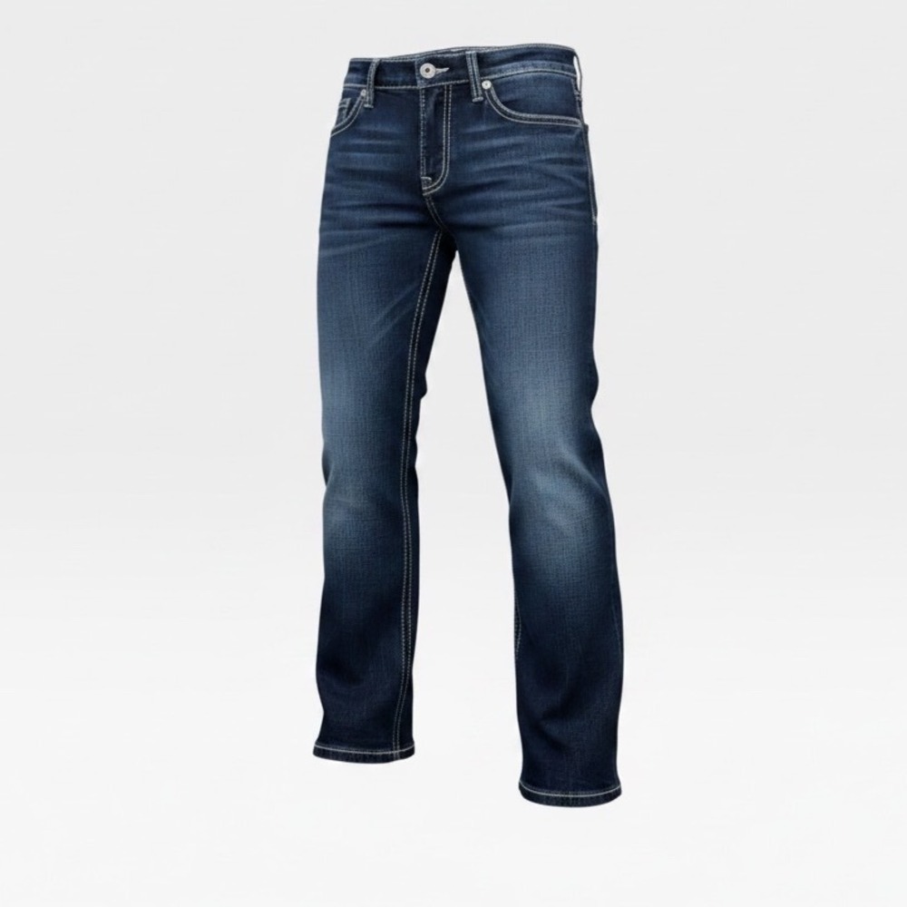 BKE Aiden Jeans Mens 29x32 Dark Wash Bootcut Slim Fit Stretch Denim Heavy Stitch